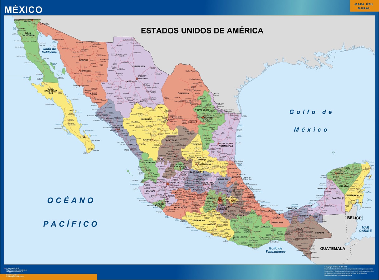carte murale mexique politique