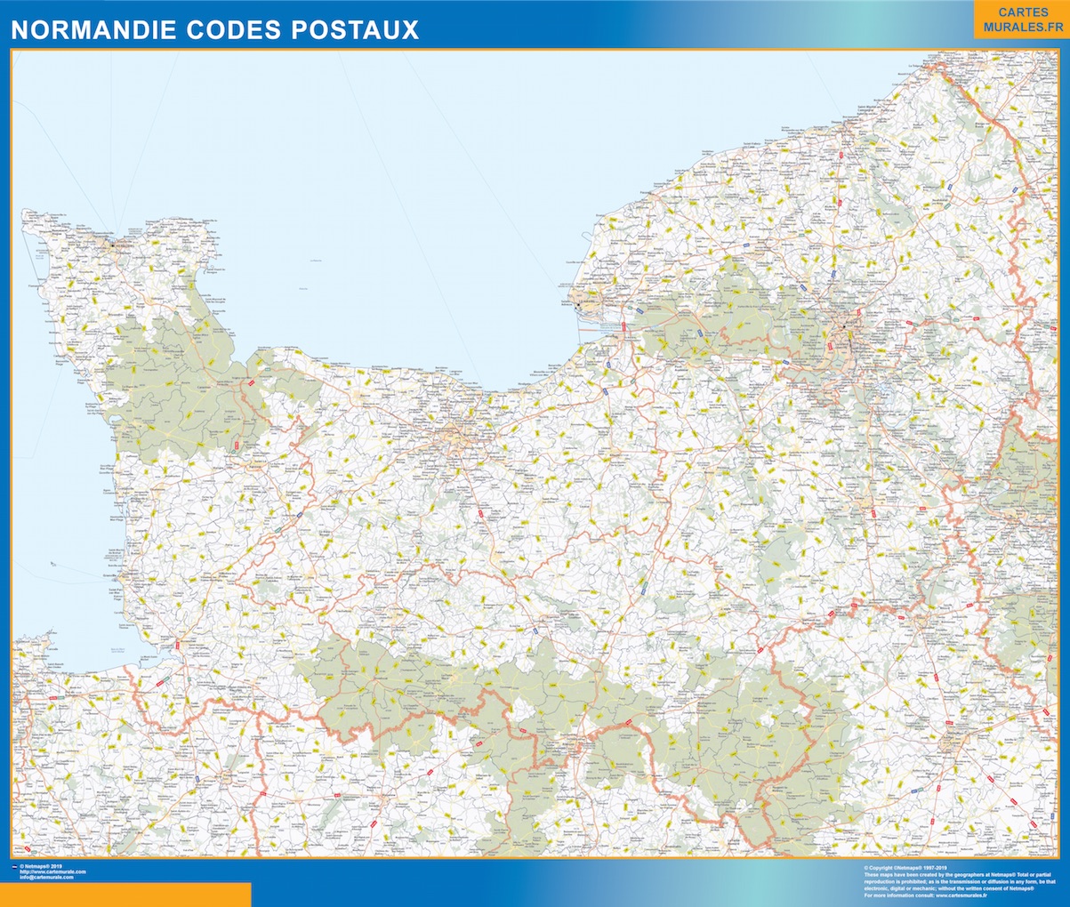 Carte Normandie codes postaux