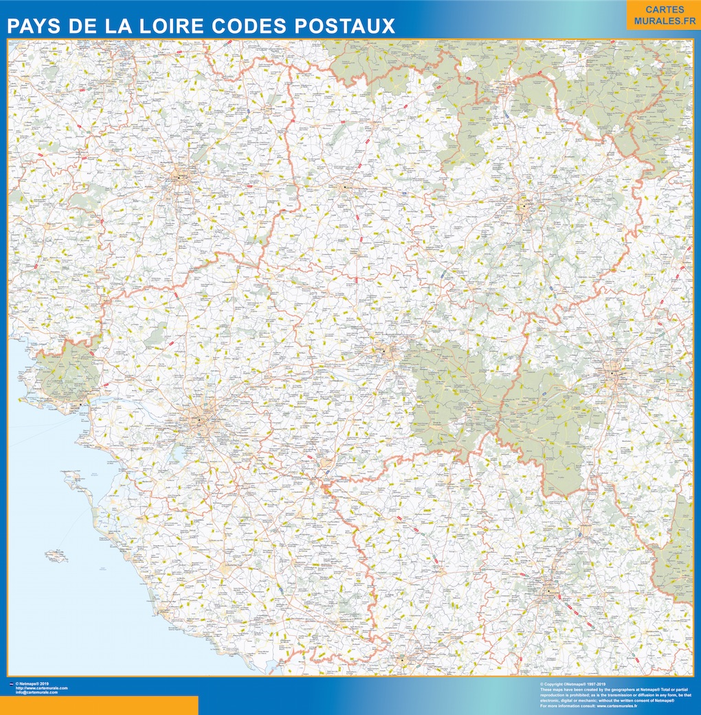 Carte Pays de la Loire codes postaux