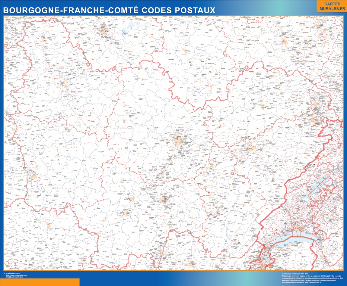 Region Bourgogne Franche Comte codes postaux
