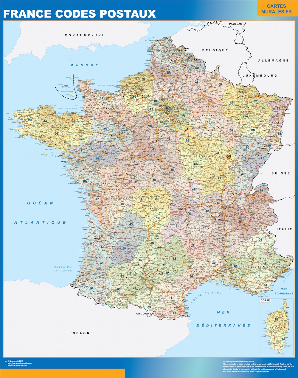 Carte France codes postaux