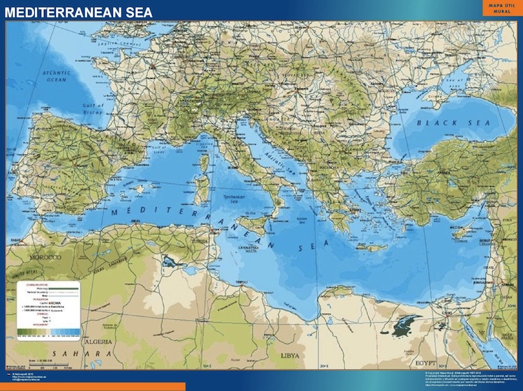 Carte Mer Mediterranee Physique