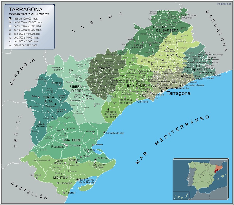 region de tarragone espagne carte Cartes Tarragone Espagne | CartesMurales.fr