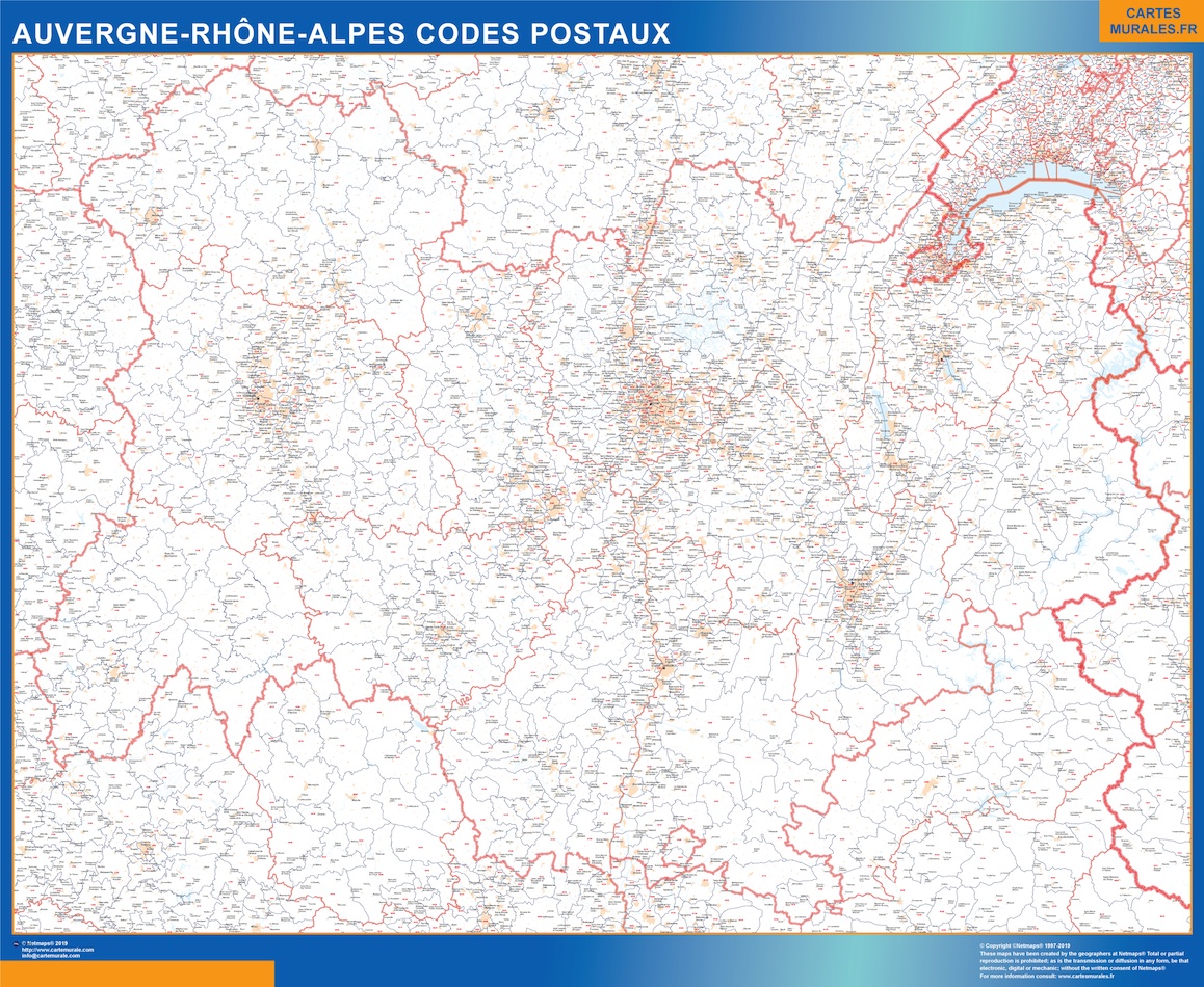 Region Auvergne-Rhone-Alpes codes postaux